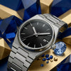 TS PRX Silver Stainless Steel Black Dial
